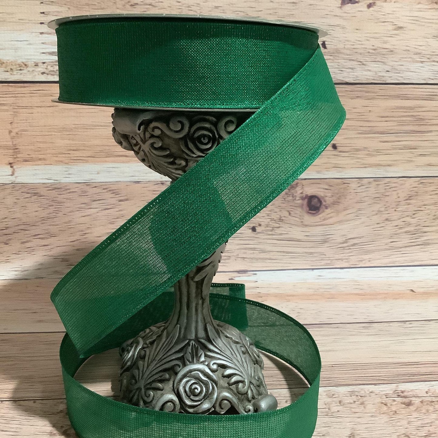 1.5" x 5 Yards Green Wired Ribbon - Metallic Ribbon - Christmas Ribbon-St. Patricks Day Ribbon-Ribbon For Bows, Wreaths And Home Decor