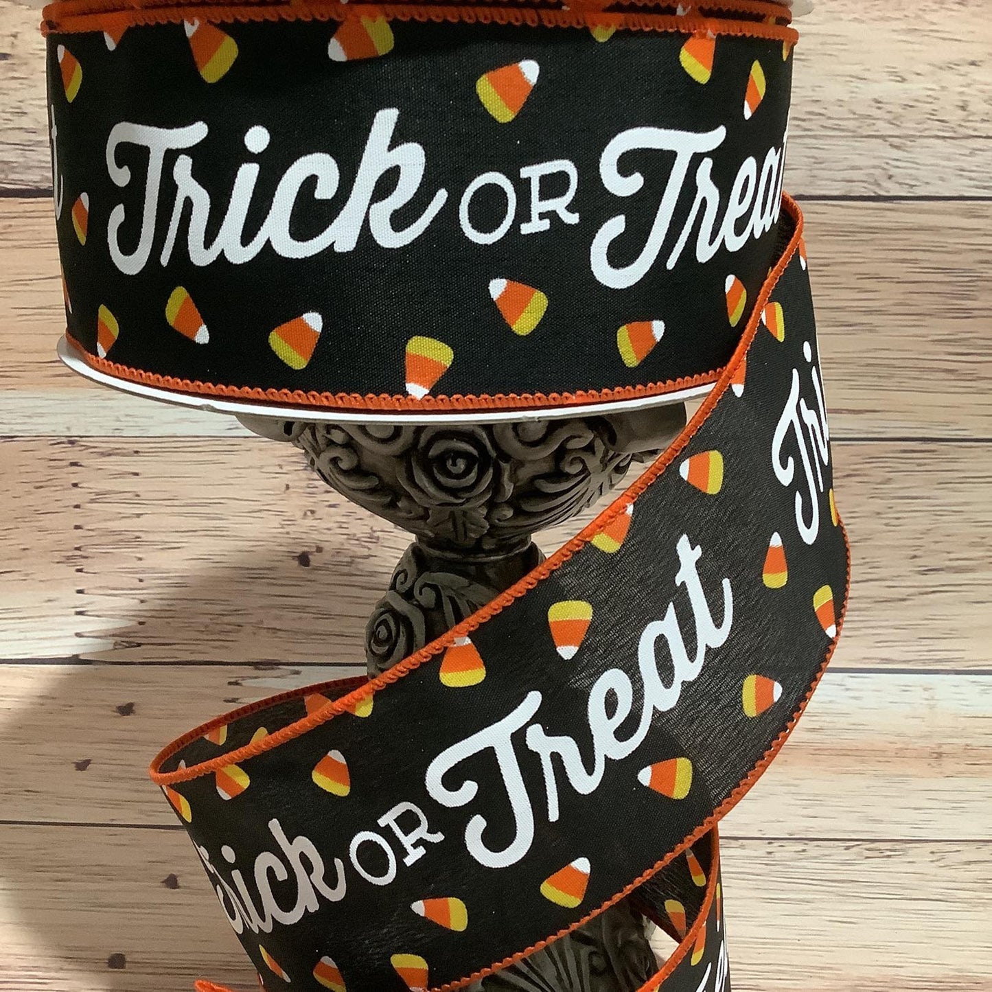 2.5" x 5 Yards Wired Halloween Ribbon - Trick Or Treat Ribbon - Candy Corn Ribbon - Ribbon For Bows, Wreaths And Home Decor