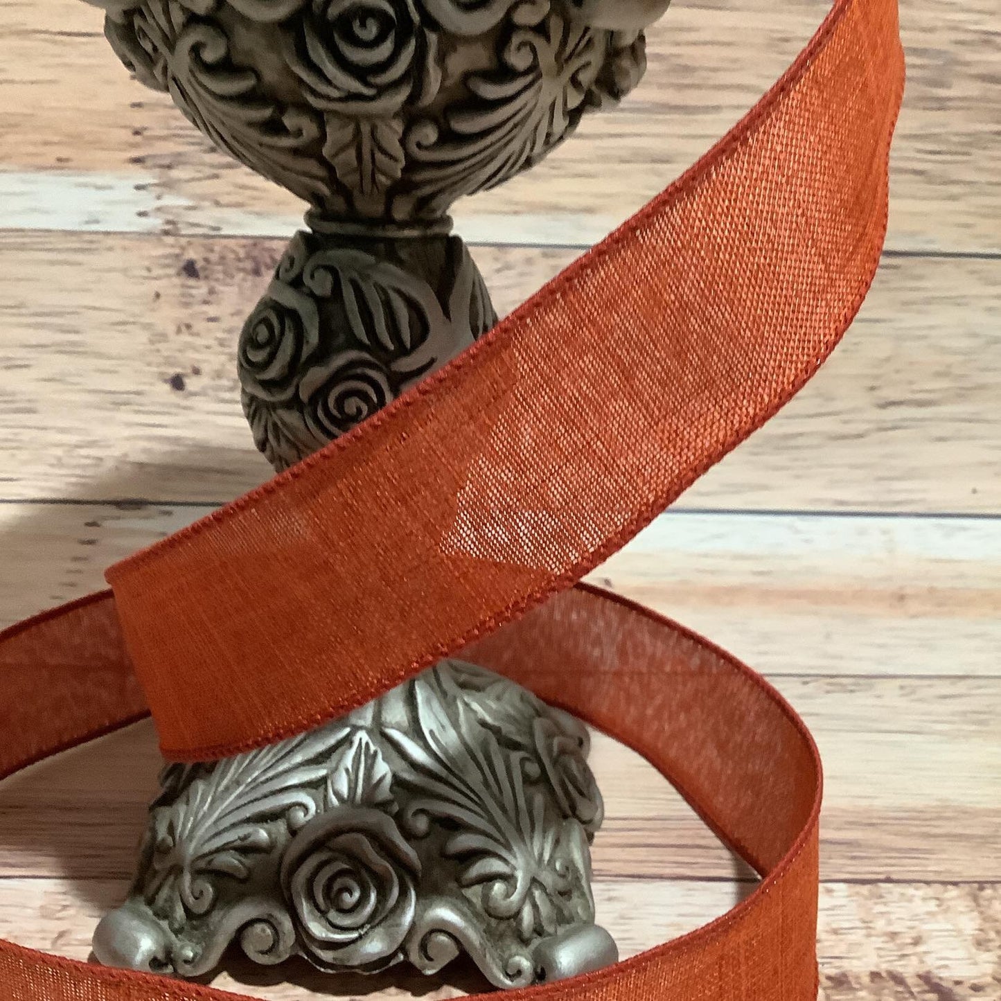 1.5" x 5 Yards Wired Ribbon - Burnt Orange Ribbon - Fall Ribbon-Halloween Ribbon-Ribbon For Bows, Wreaths And Home Decor