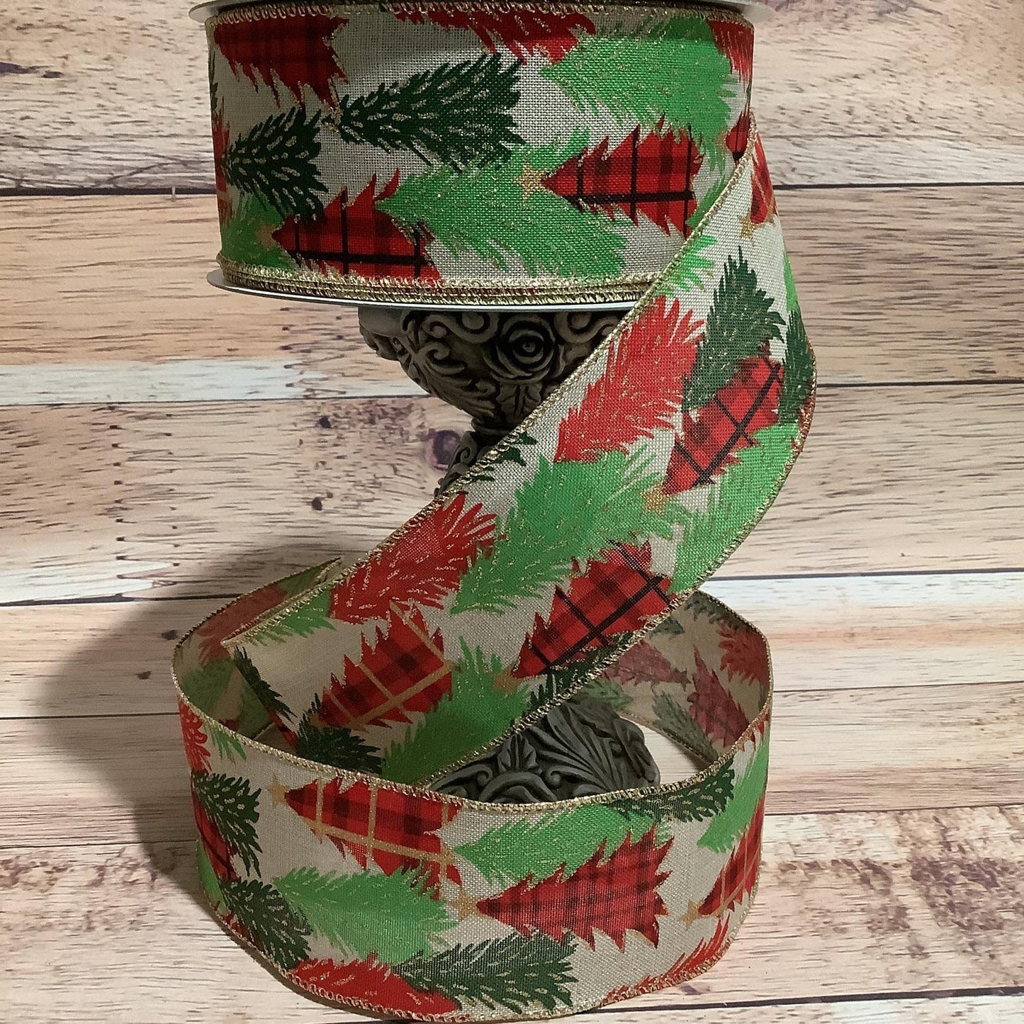 2.5" x 5 Yard Wired Christmas Tree Ribbon - Christmas Ribbon - Ribbon For Bows, Wreaths And Home Decor