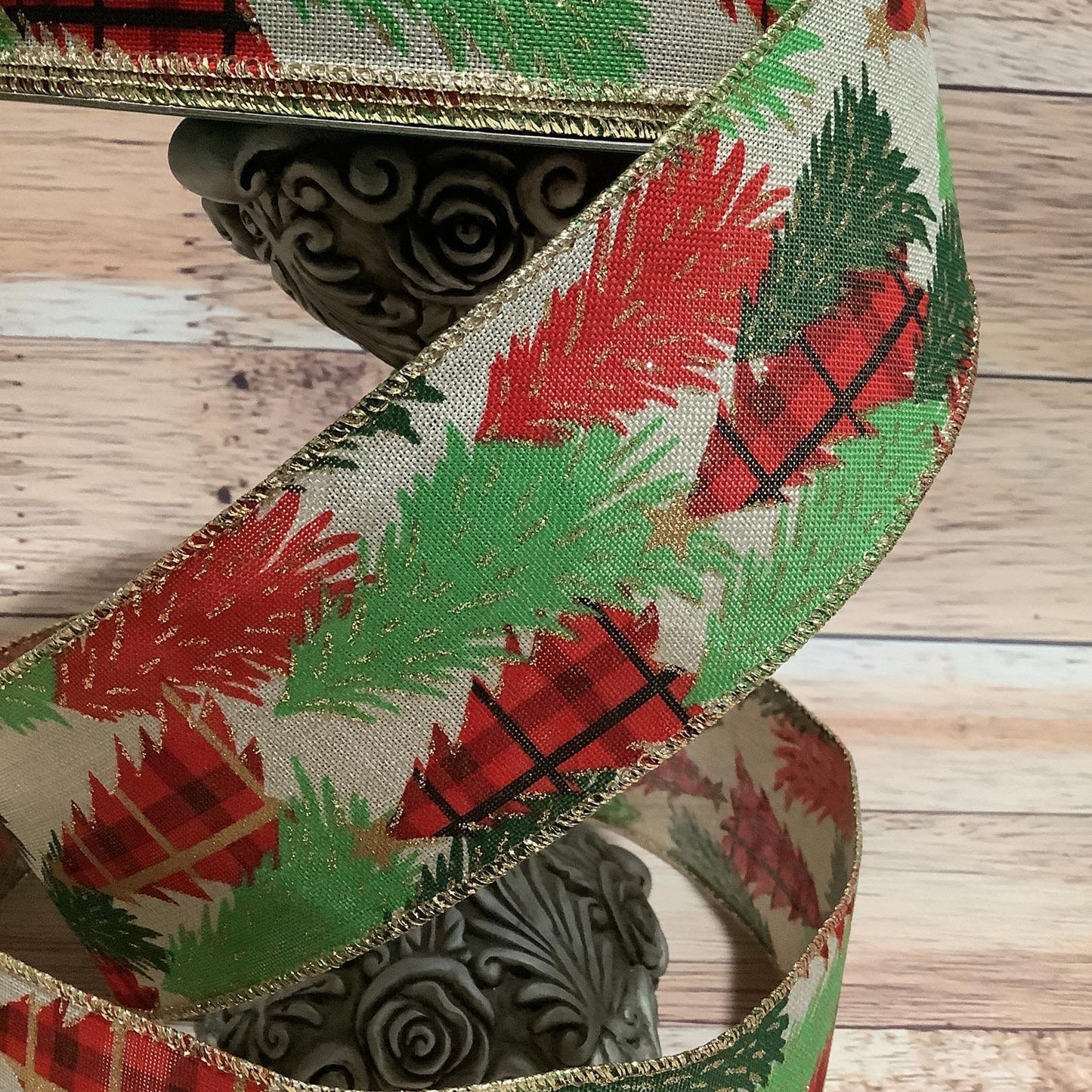 2.5" x 5 Yard Wired Christmas Tree Ribbon - Christmas Ribbon - Ribbon For Bows, Wreaths And Home Decor