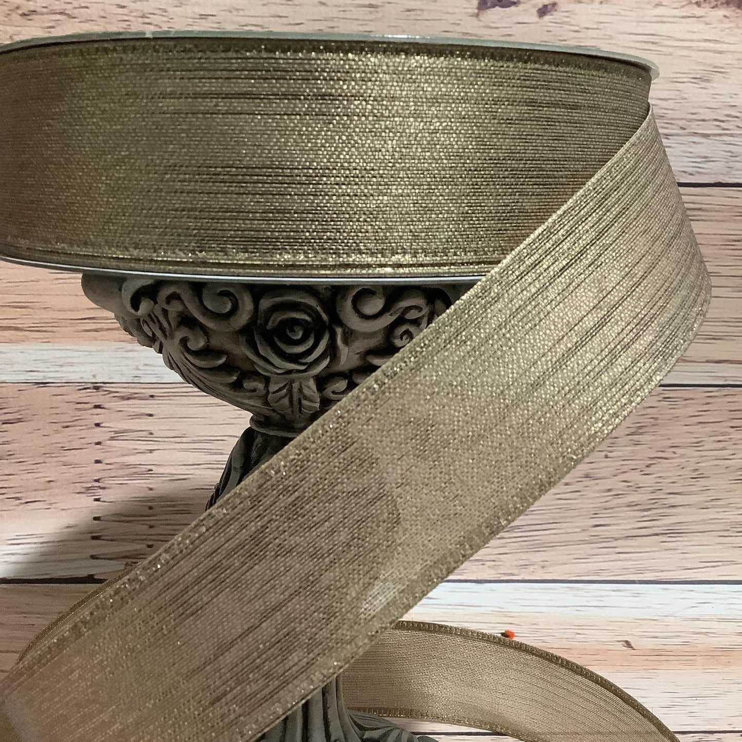 1.5" x 5 Yards Wired Ribbon - Gold Metallic Ribbon - Christmas Ribbon-All Occasion Ribbon-Ribbon For Bows, Wreaths And Home Decor