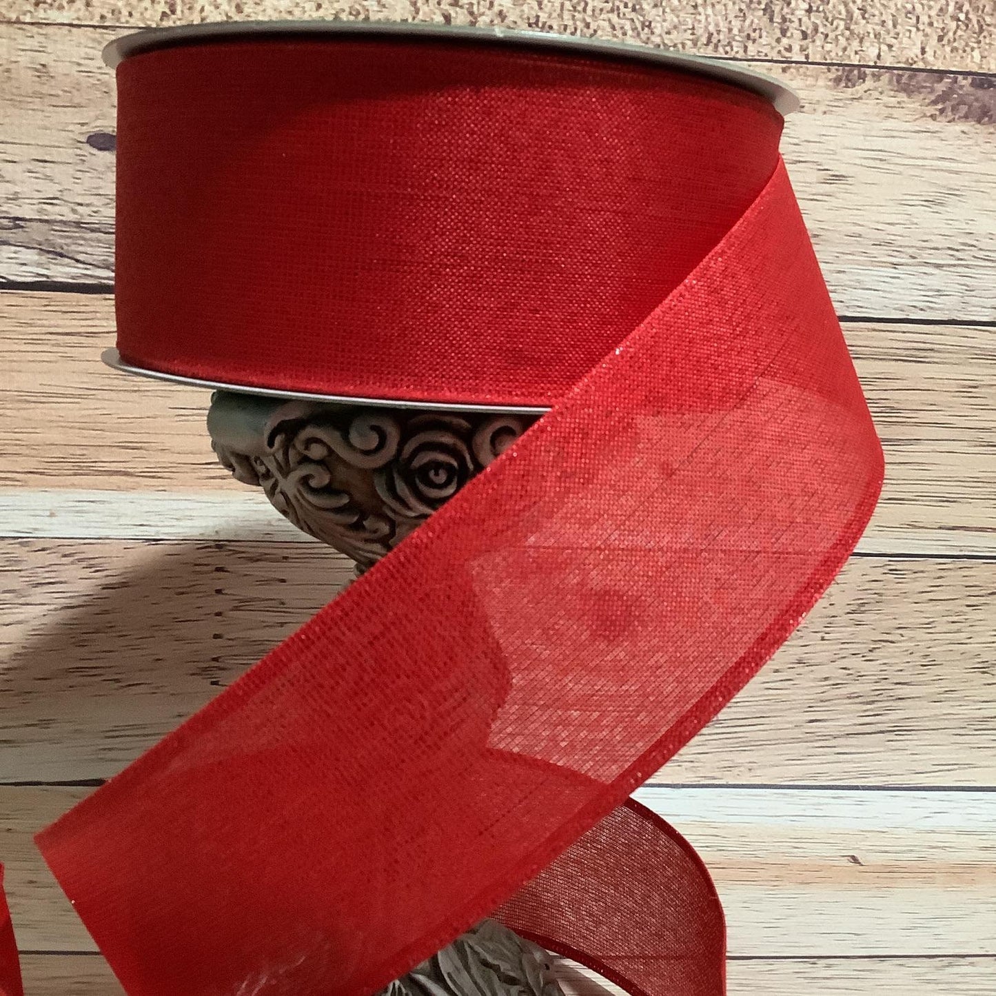 2.5" x 5 Yards Red Wired Ribbon - Christmas Ribbon-Valentine Ribbon - Ribbon By Yard - Ribbon For Bows, Wreaths And Home Decor