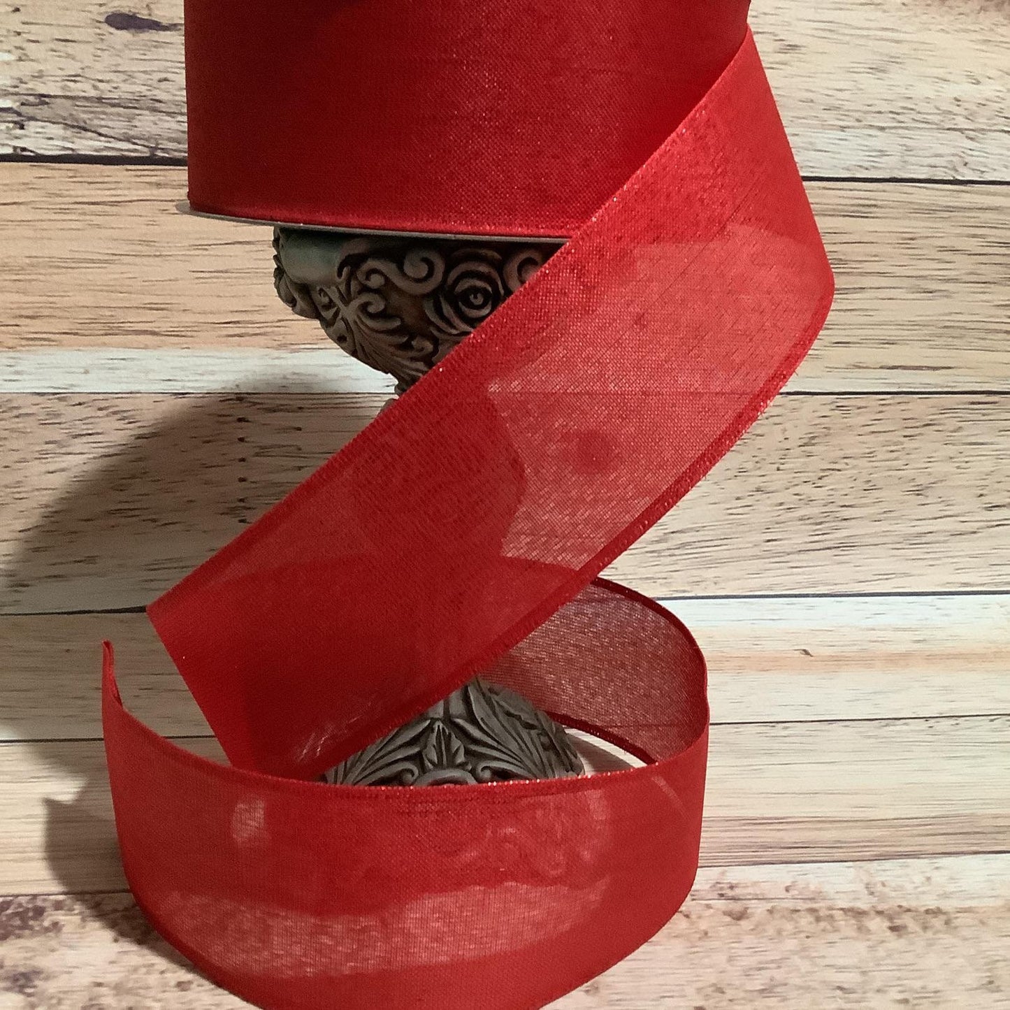 2.5" x 5 Yards Red Wired Ribbon - Christmas Ribbon-Valentine Ribbon - Ribbon By Yard - Ribbon For Bows, Wreaths And Home Decor