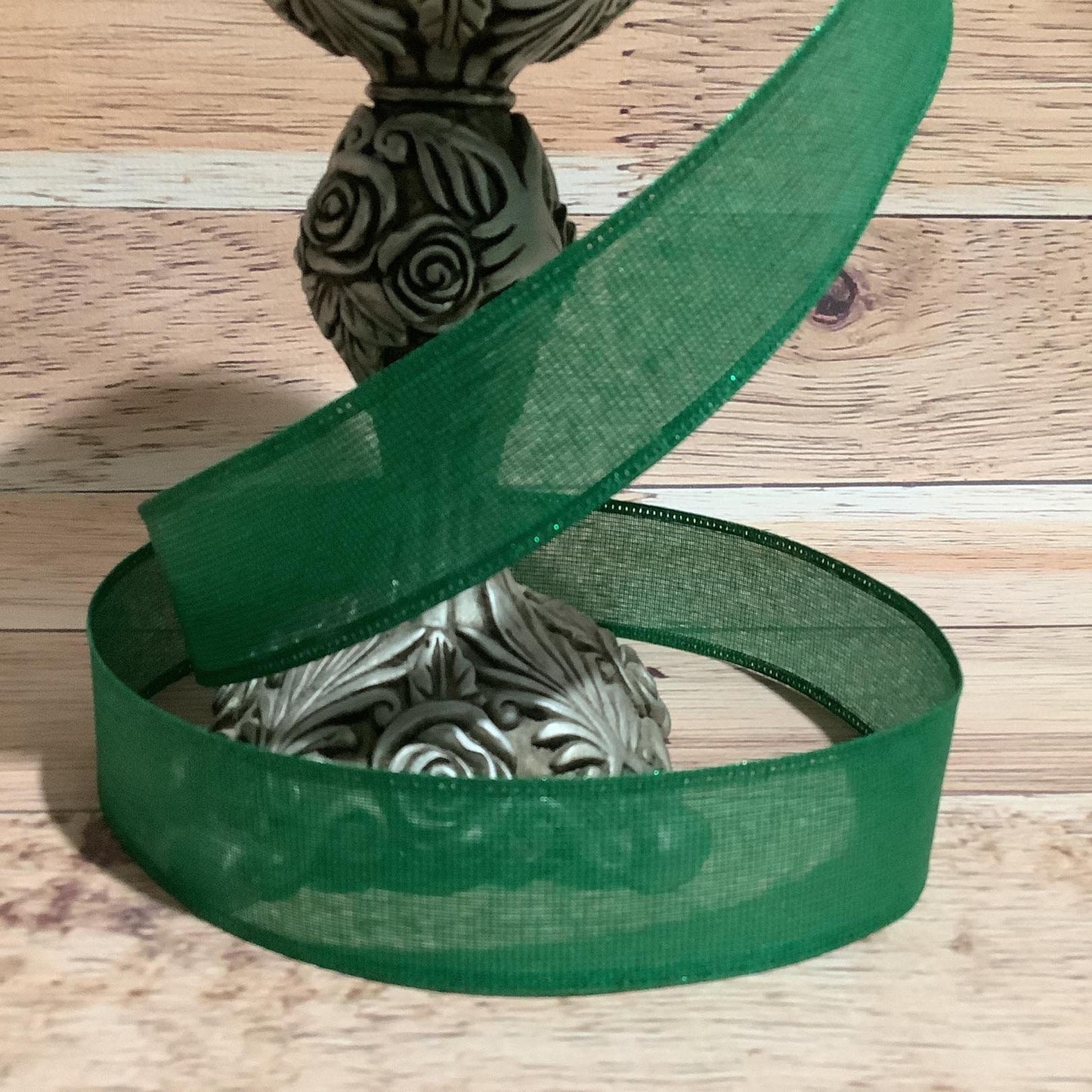 1.5" x 5 Yards Green Wired Ribbon - Metallic Ribbon - Christmas Ribbon-St. Patricks Day Ribbon-Ribbon For Bows, Wreaths And Home Decor