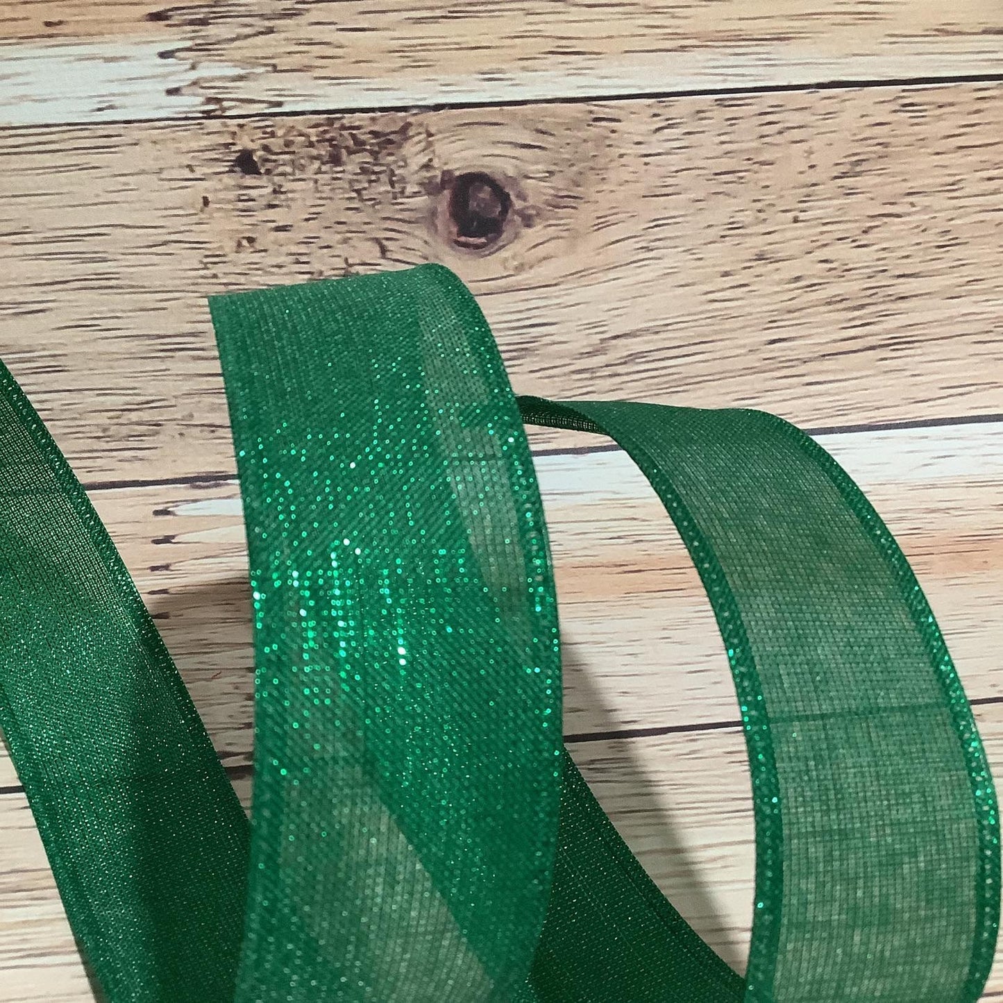 1.5" x 5 Yards Green Wired Ribbon - Metallic Ribbon - Christmas Ribbon-St. Patricks Day Ribbon-Ribbon For Bows, Wreaths And Home Decor