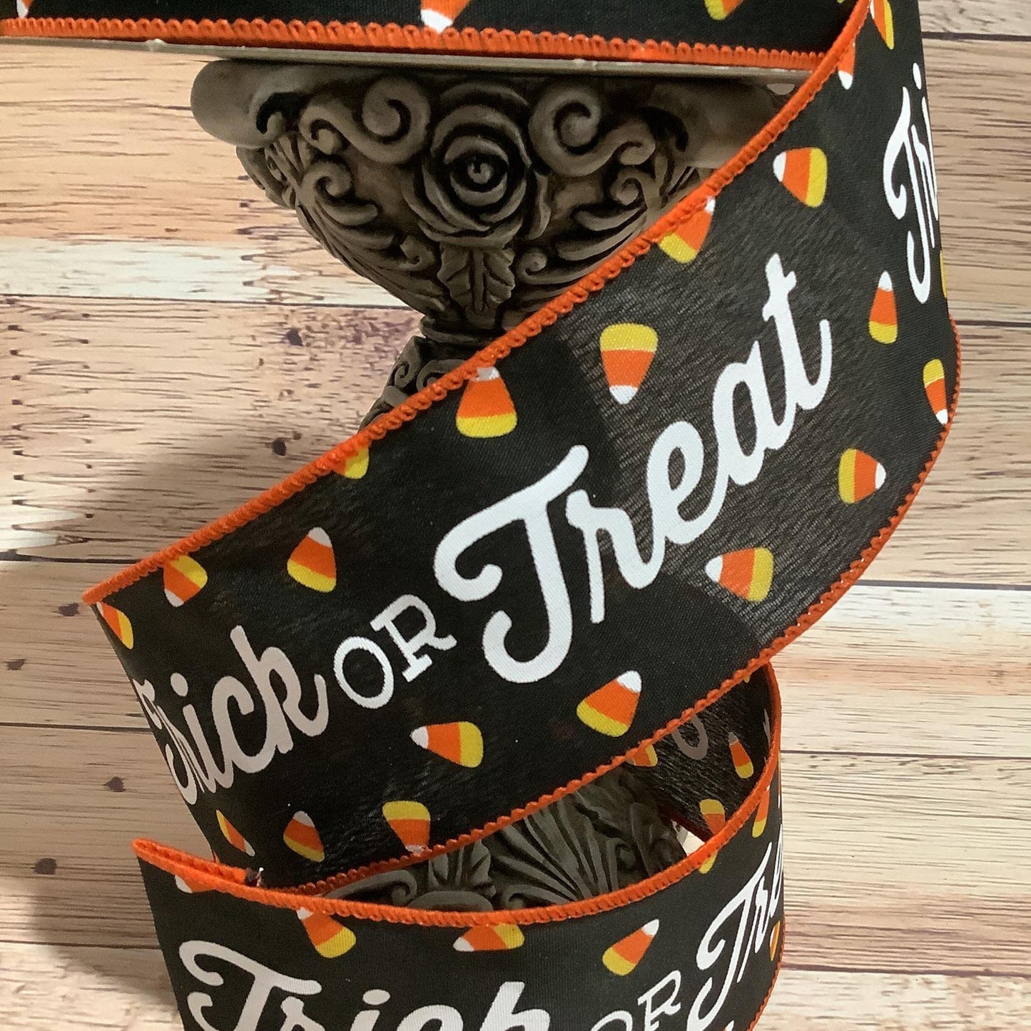 2.5" x 5 Yards Wired Halloween Ribbon - Trick Or Treat Ribbon - Candy Corn Ribbon - Ribbon For Bows, Wreaths And Home Decor