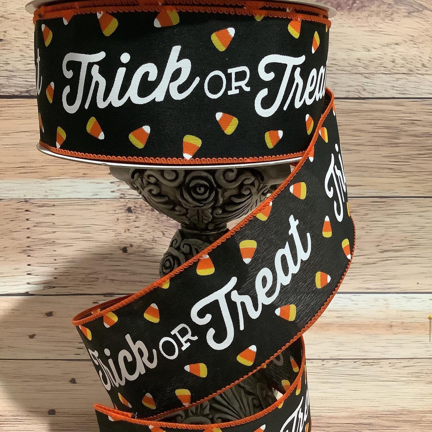 2.5" x 5 Yards Wired Halloween Ribbon - Trick Or Treat Ribbon - Candy Corn Ribbon - Ribbon For Bows, Wreaths And Home Decor