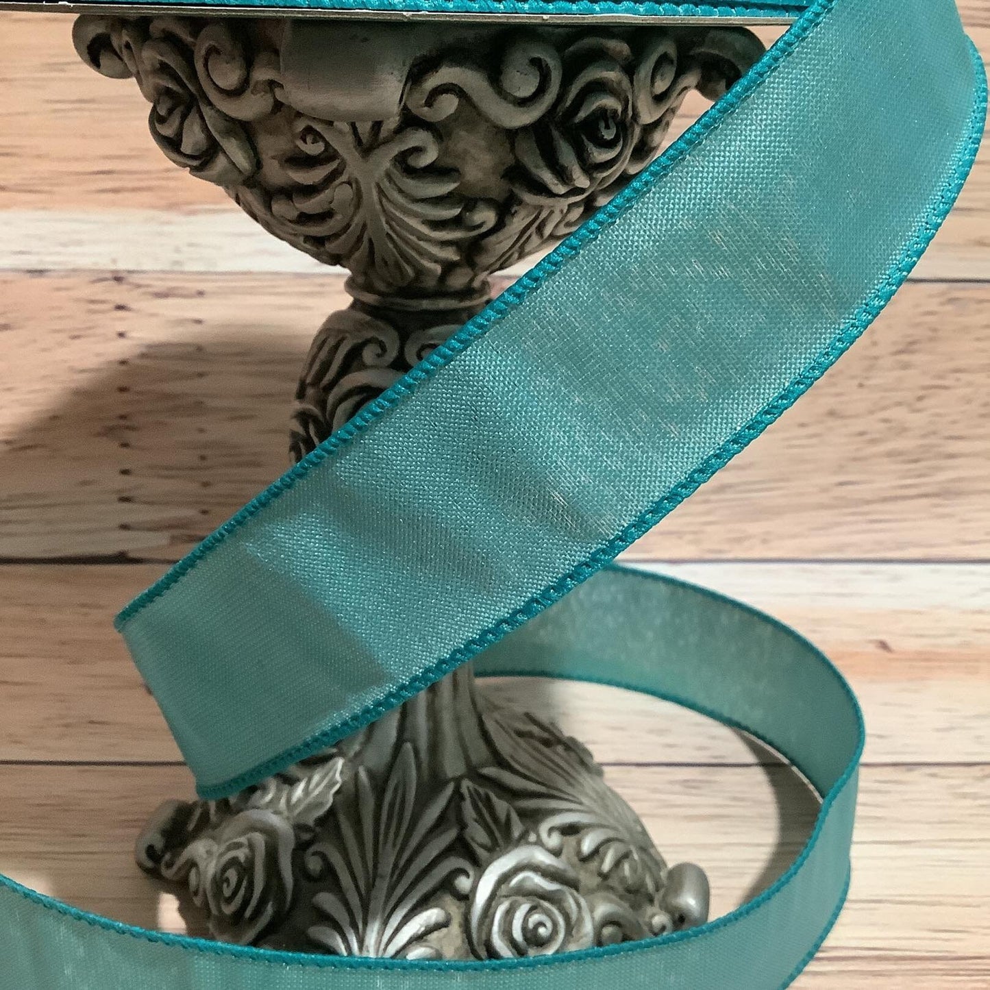 1.5" x 5 Yards Bluegreen Ribbon - Wired Ribbon - Ribbon For Bows, Wreaths And Home Decor