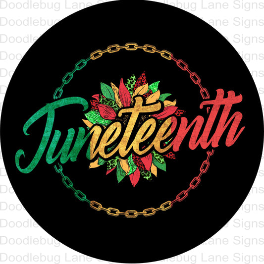 Juneteenth Awareness Wreath Sign - Round Wreath Sign - Metal Wreath Sign