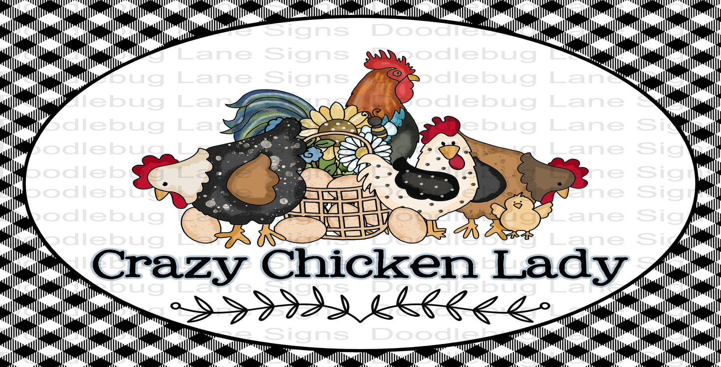 Crazy Chicken Lady - Chicken Wreath Sign - Farmhouse Wreath Decor - Rectangle Sign - Metal Wreath Sign