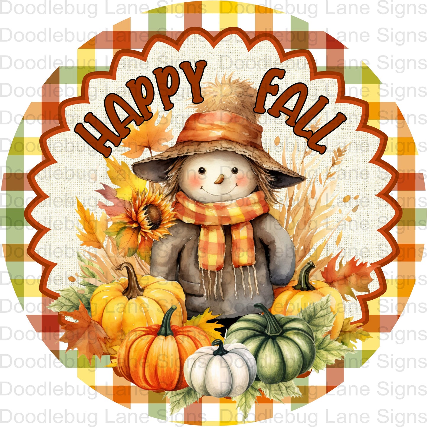 Happy Fall Wreath Sign - Fall Wreath Sign - Round Wreath Sign - Metal Wreath Sign