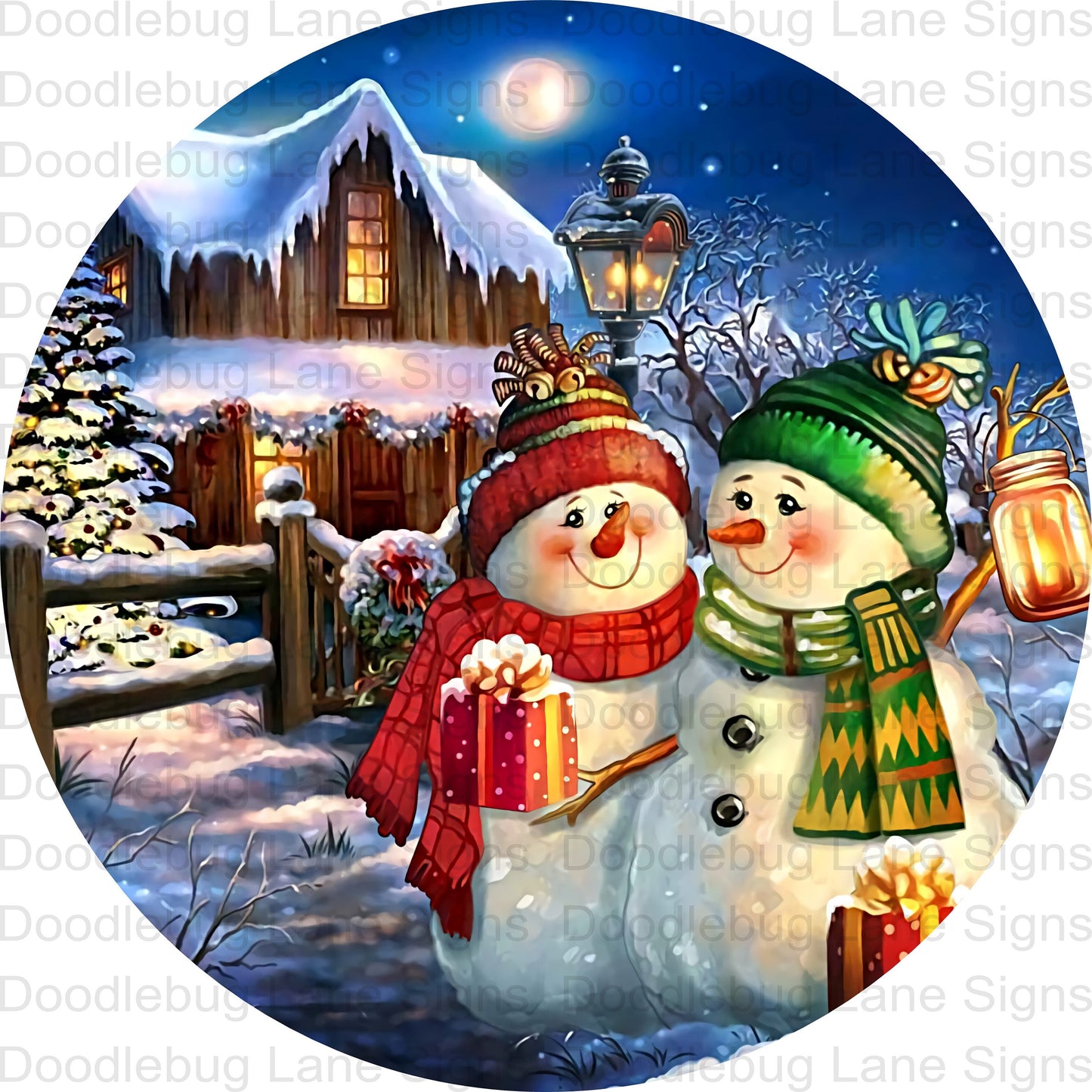 Snowman Wreath Sign - Winter Wreath Sign - Christmas Sign - Round Wreath Sign - Metal Wreath Sign