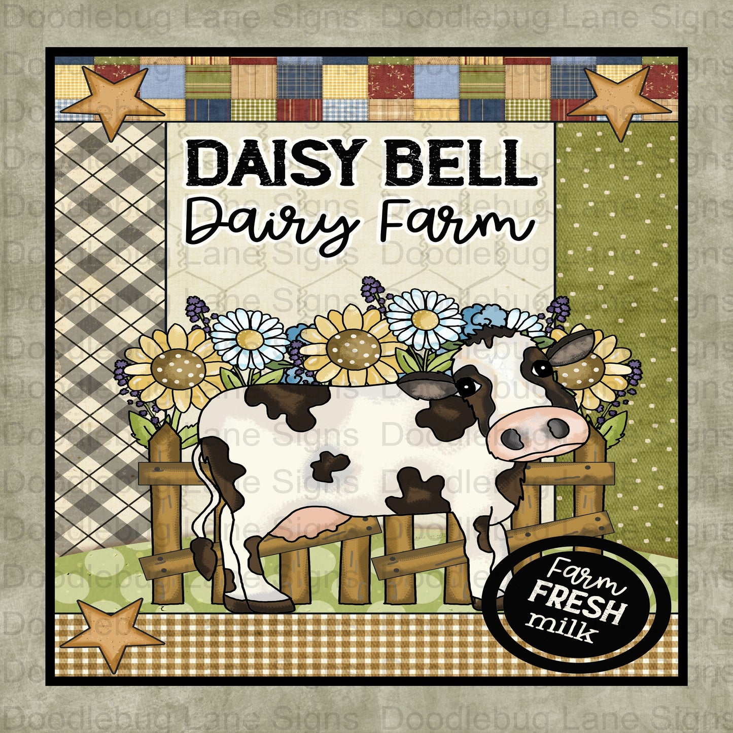 Dairy Farm Wreath Sign - Cow Sign - Primitive Wreath Decor - Farm Fresh - Square Sign - Metal Wreath Sign