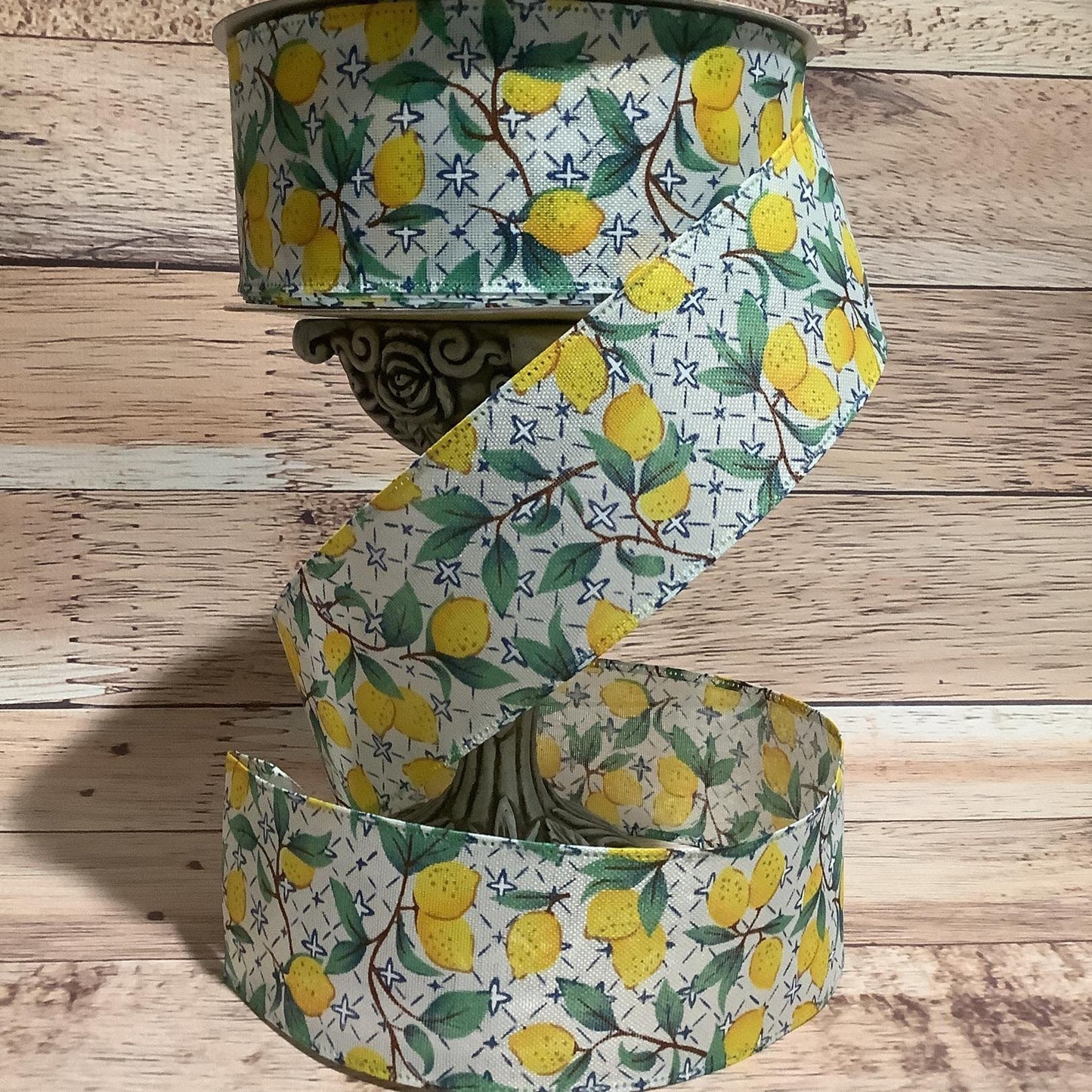 2.5" x 5 Yards Lemon Wired Ribbon - Zesty Lemon Ribbon - Spring Ribbon - Ribbon For Bows, Wreaths And Home Decor - Ribbon By Yard