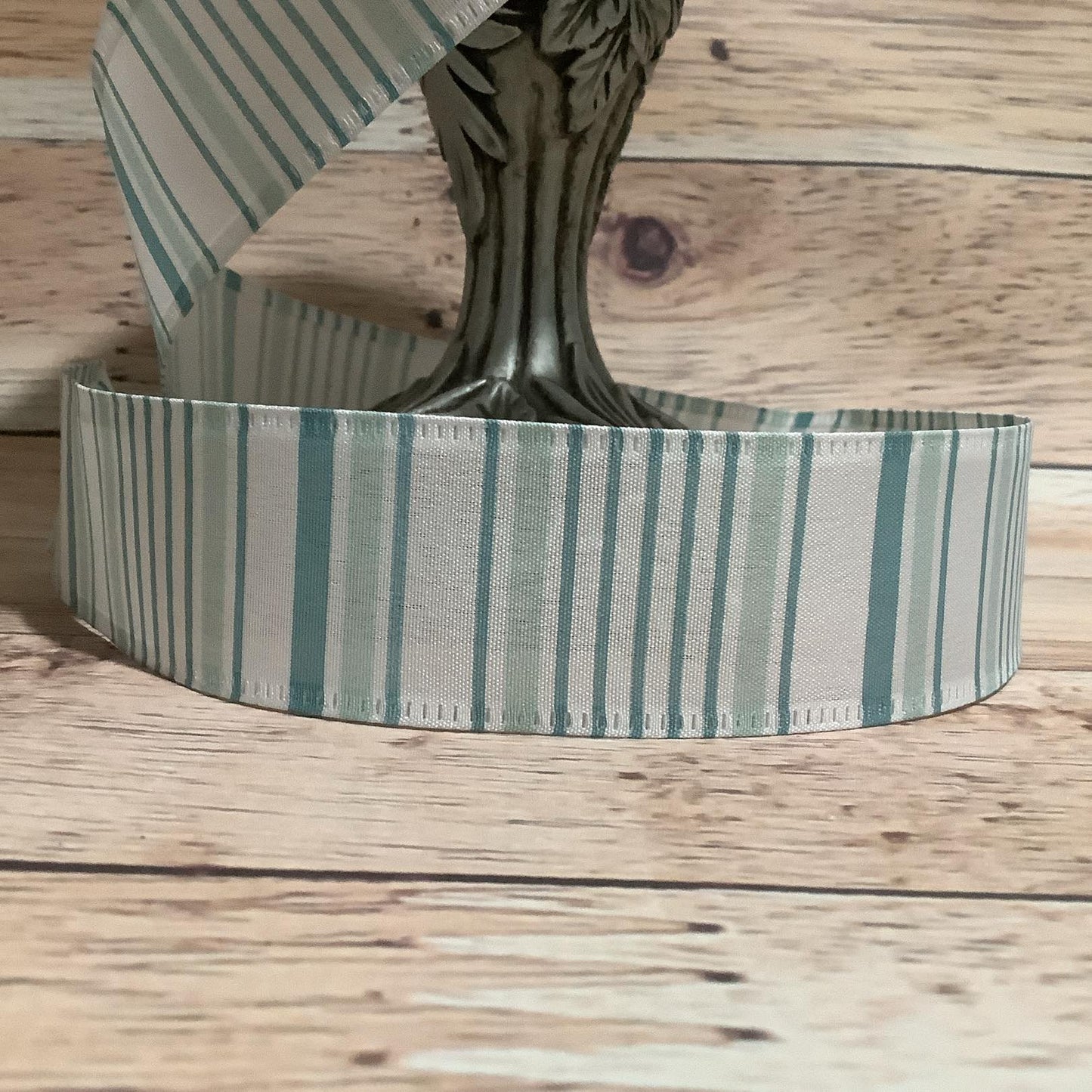 1.5" x 5 Yards Blue And Green Verical Striped Wired Ribbon - Spring Ribbon - All Occasion Ribbon - Ribbon For Bows, Wreaths And Home Decor