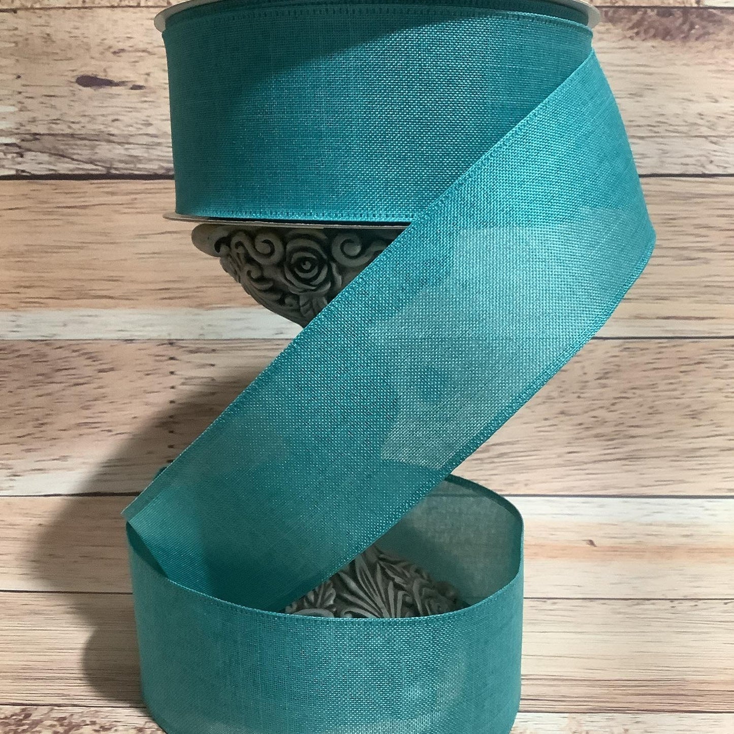 2.5" x 5 Yards Bluegreen Wired Ribbon - Floral Ribbon - Birthday Ribbon - Ribbon For Bows, Wreaths And Home Decor