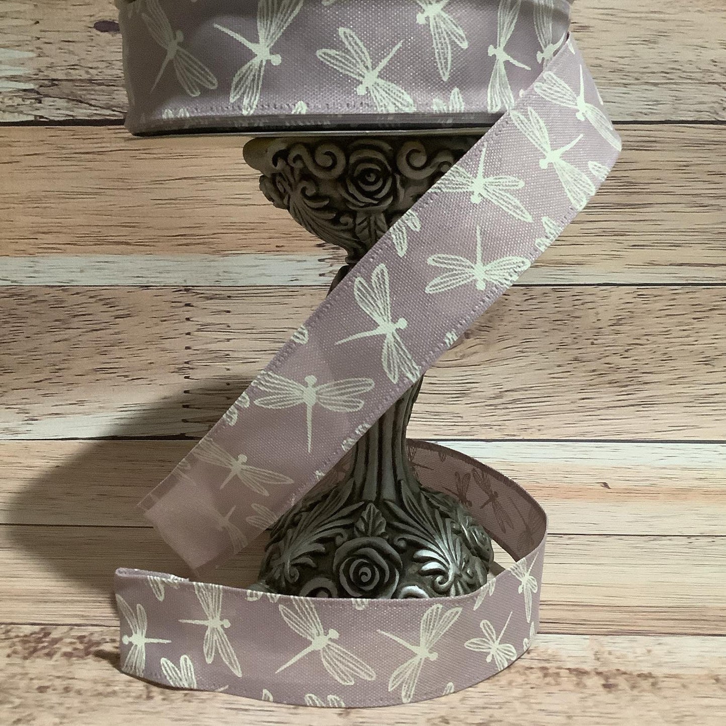 1.5" x 5 Yards - Lavendar-Purple Wired Ribbon With Dragonflies - Spring Ribbon - Ribbon For Bows, Wreaths And Home Decor