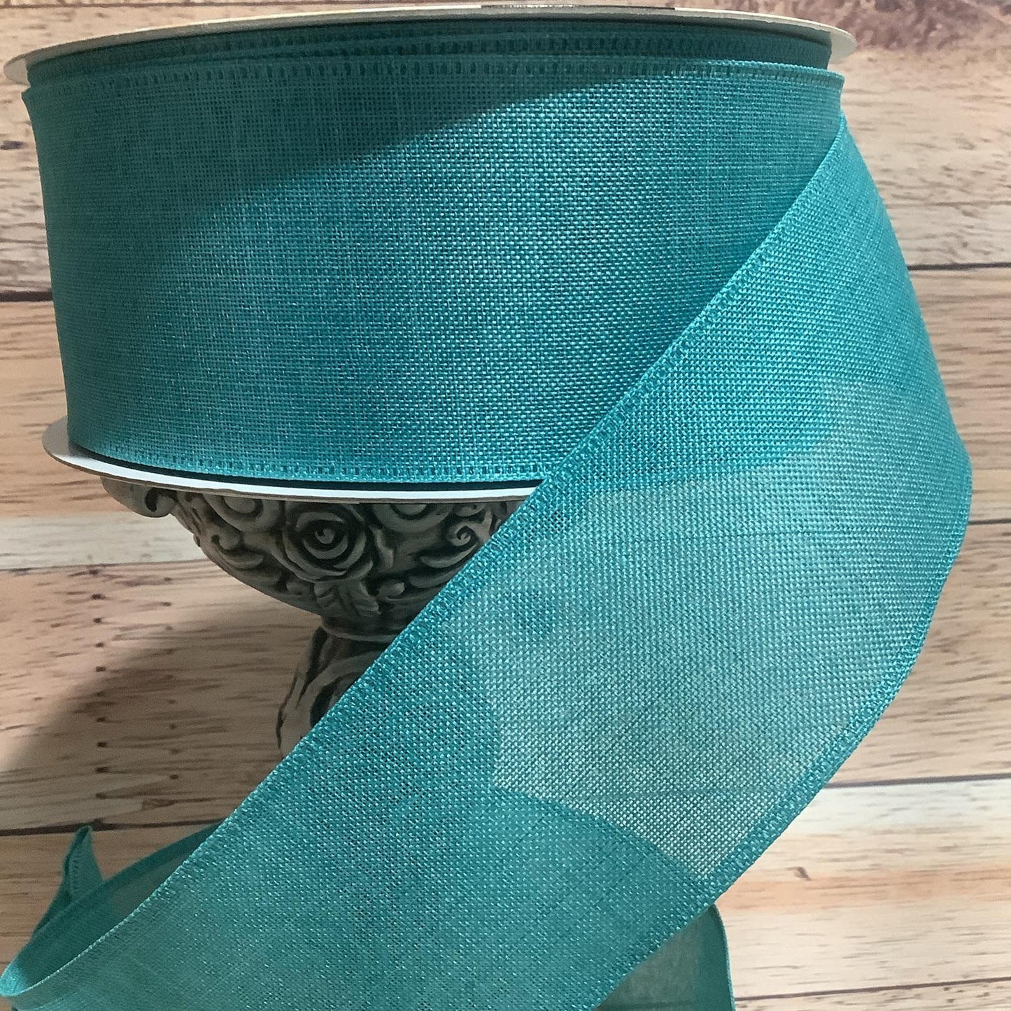 2.5" x 5 Yards Bluegreen Wired Ribbon - Floral Ribbon - Birthday Ribbon - Ribbon For Bows, Wreaths And Home Decor