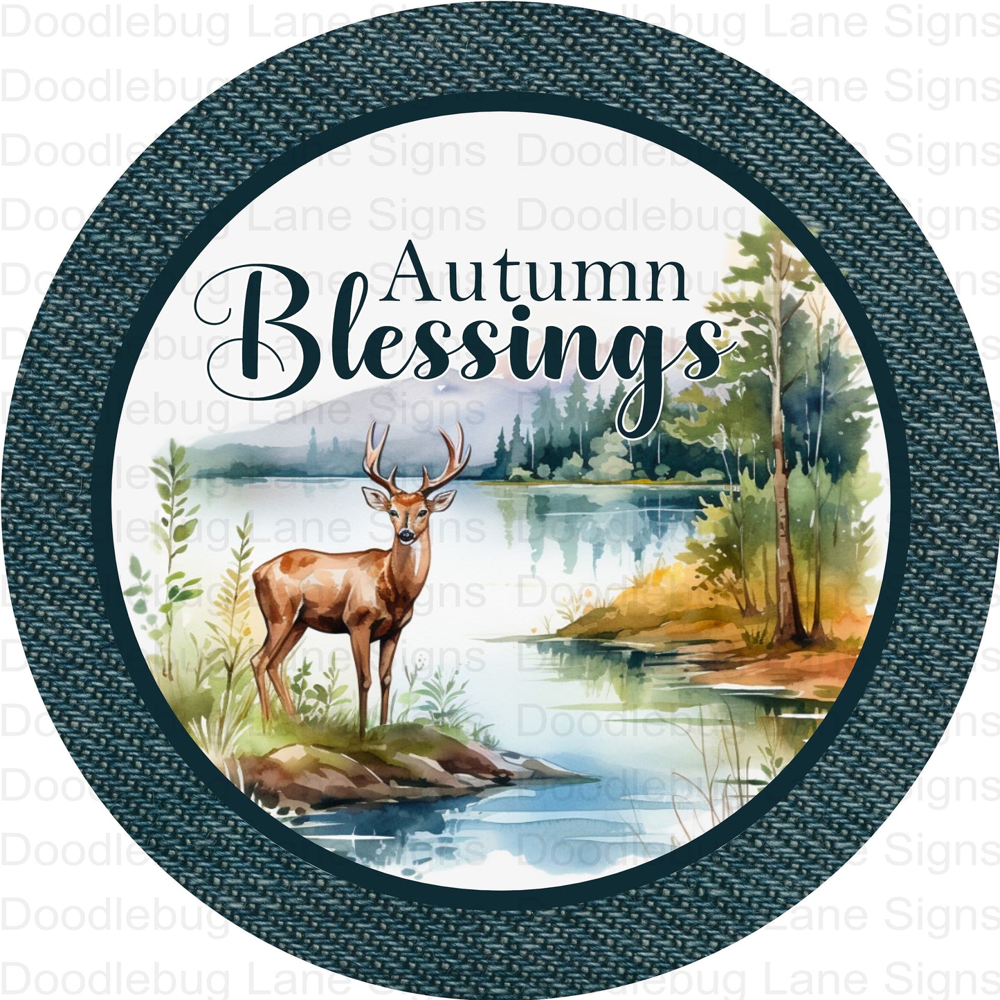 Autumn Blessings Wreath Sign - Deer Wreath Decor - Fall Wreath Sign - Woodland Animals - Round Wreath Sign - Metal Wreath Signs